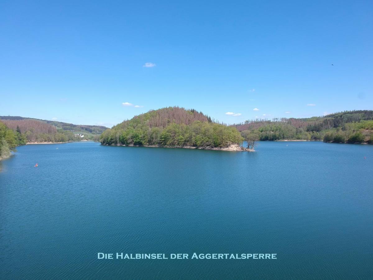 Seeblick-Ferienwohnung Im "Ferienhaus Agger-Blick" Mit Traumhafter Sonnen-Terrasse, Sauna, E-Kamin & Kajak 古默斯巴赫 外观 照片