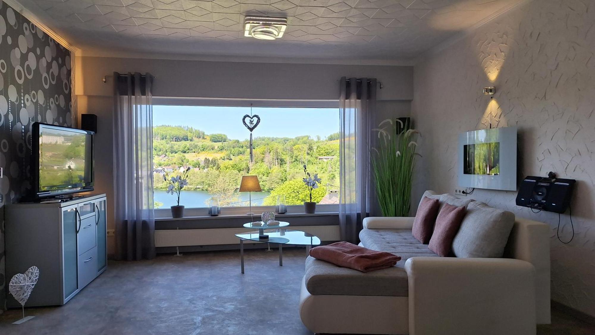 Seeblick-Ferienwohnung Im "Ferienhaus Agger-Blick" Mit Traumhafter Sonnen-Terrasse, Sauna, E-Kamin & Kajak 古默斯巴赫 外观 照片