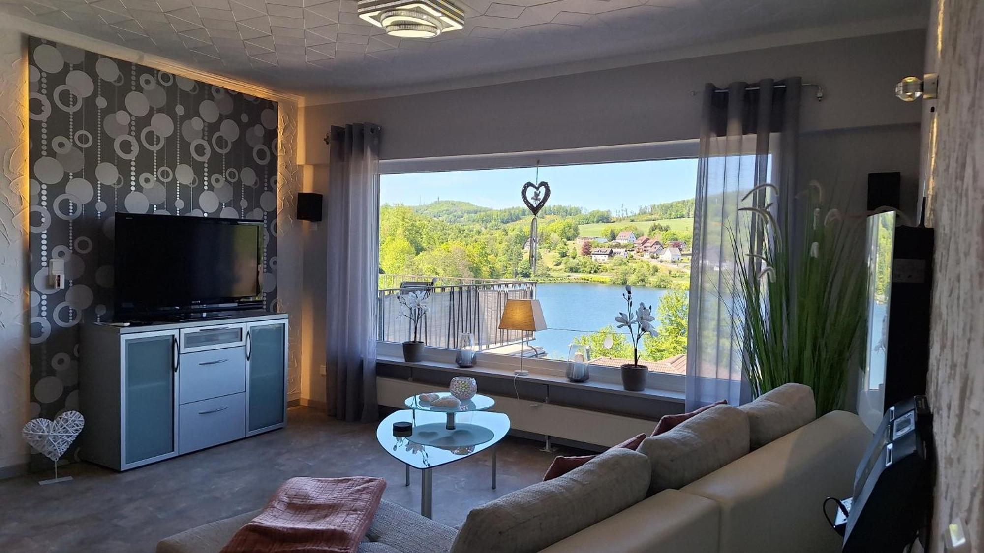 Seeblick-Ferienwohnung Im "Ferienhaus Agger-Blick" Mit Traumhafter Sonnen-Terrasse, Sauna, E-Kamin & Kajak 古默斯巴赫 外观 照片